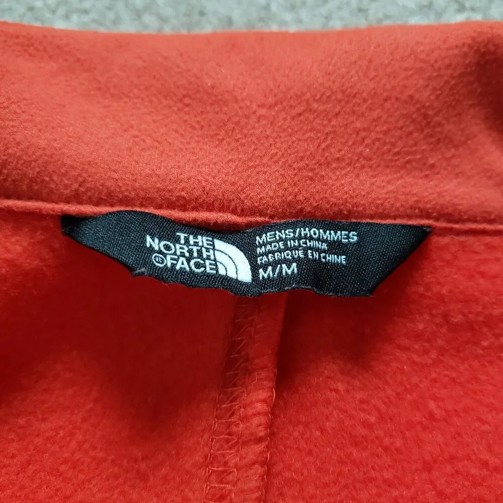 Vintage Y2K The North Face Size Medium Mens Orange Full Zip Long Sleeve Fleece